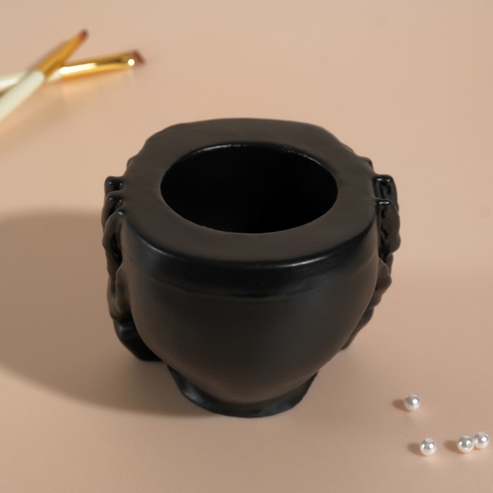 Предмет интерьера Предмет интерьера "Череп Тишина" 6,5х10 см черный матовый