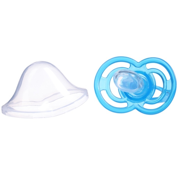 Соска - пустышка силиконовая ортодонтическая &laquo;Бантик&raquo;, от 3 мес., с колпачком, цвет голубой