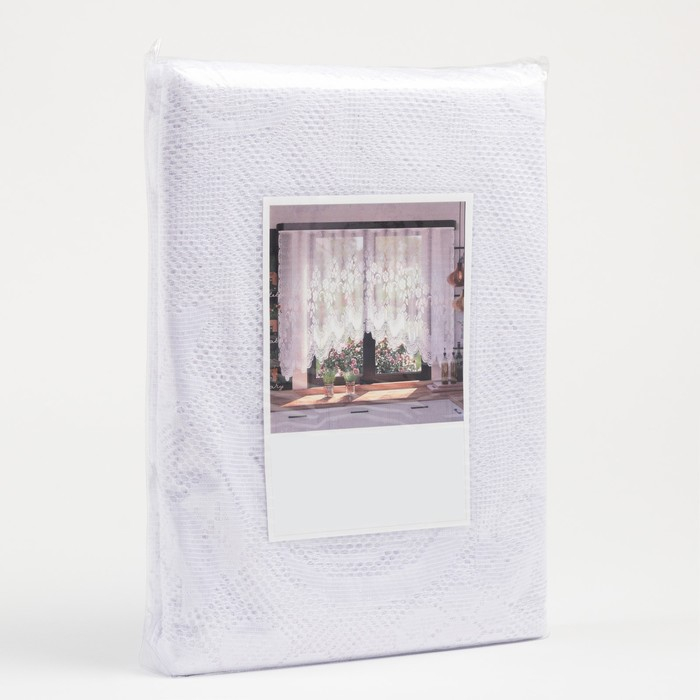 Занавеска со шторной лентой 470х165 см, цвет белый, 100% полиэстер