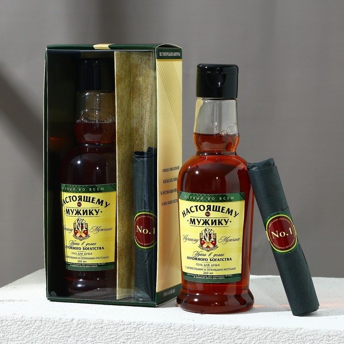 Новогодний подарочный набор косметики «Настоящему мужику», гель для душа во флаконе коньяка 250 мл и мыло для рук, Новый Год Новогодний подарочный набор косметики «Настоящему мужику», гель для душа во флаконе коньяка 250 мл и мыло для рук, Новый Год