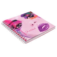 Скетчбук 195 х 195 мм, 80 листов на гребне "Модница", твёрдая обложка, блок 100 г/м&sup2;