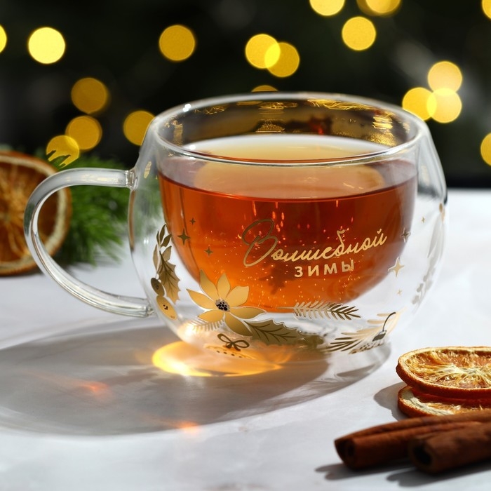 Новый год. Кружка новогодняя стеклянная с двойными стенками &laquo;Волшебной зимы&raquo;, 270 мл