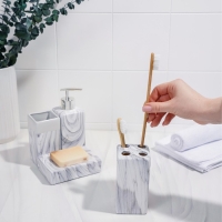 Набор аксессуаров для ванной комнаты «Мрамор», 4 предмета (дозатор, мыльница, 2 стакана) Набор аксессуаров для ванной комнаты «Мрамор», 4 предмета (дозатор, мыльница, 2 стакана)