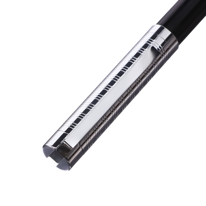 Ручка подарочная шариковая в кожзам футляре поворотная Винтаж корпус черный/серебро