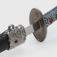 Сув. изделие катаны-мини 2в1 на подставке, ножны черные с белыми ромбами 16/20см микс