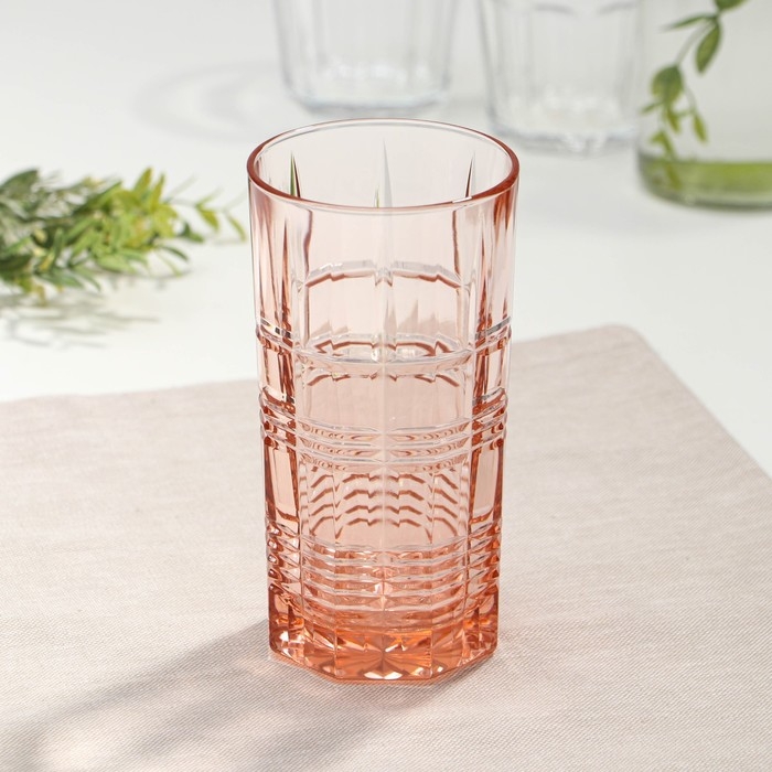 Стакан высокий стеклянный &laquo;Даллас&raquo;, 380 мл, цвет розовый