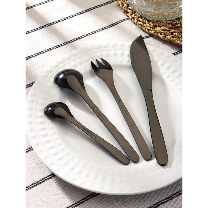 Столовые приборы из нержавеющей стали Magistro Aqua, 4 предмета, цвет чёрный Столовые приборы из нержавеющей стали Magistro Aqua, 4 предмета, цвет чёрный