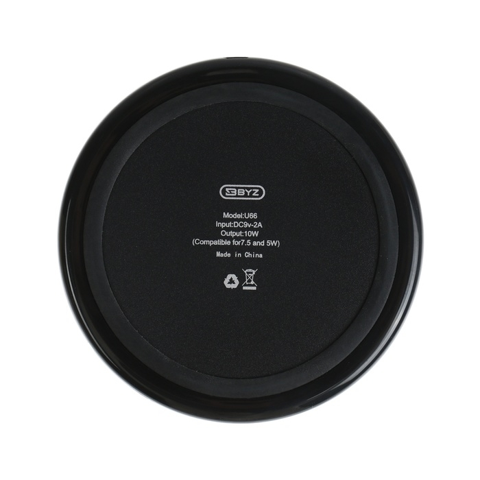 Беспроводное зарядное устройство BYZ U66, 10 Вт, 3 А, PD, чёрное Беспроводное зарядное устройство BYZ U66, 10 Вт, 3 А, PD, чёрное