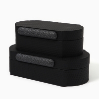 Шкатулка для украшений &laquo;Чёрный узор&raquo; экокожа, набор 2 шт.