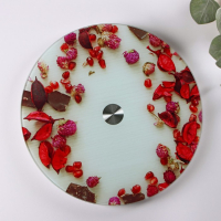 Подставка стеклянная для торта вращающаяся Доляна &laquo;Розы в шоколаде&raquo;, d=32 см ㅤ