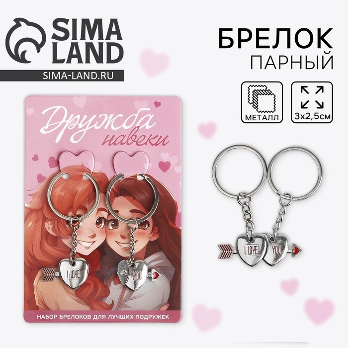Брелок для ключей парный, &laquo;Дружба навеки&raquo;, металл, 9 х 14 см