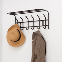 Вешалка настенная с полкой на 6 крючков, цвет медный Вешалка настенная с полкой на 6 крючков, цвет медный