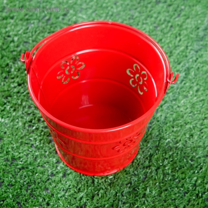 Кашпо Кашпо "Ведерко Леви" красное, 10х10х10см