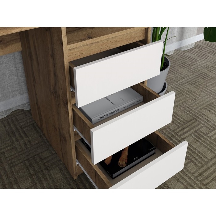 Стол компьютерный "Сенатор-1", 1200 х 800 х 600, дуб вотан / белый