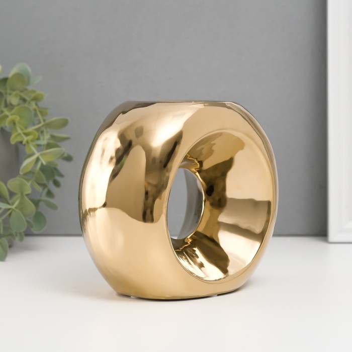 Подсвечник керамика на 1 свечу Подсвечник керамика на 1 свечу "Кольцо" d=6 см золото 16х8х14 см