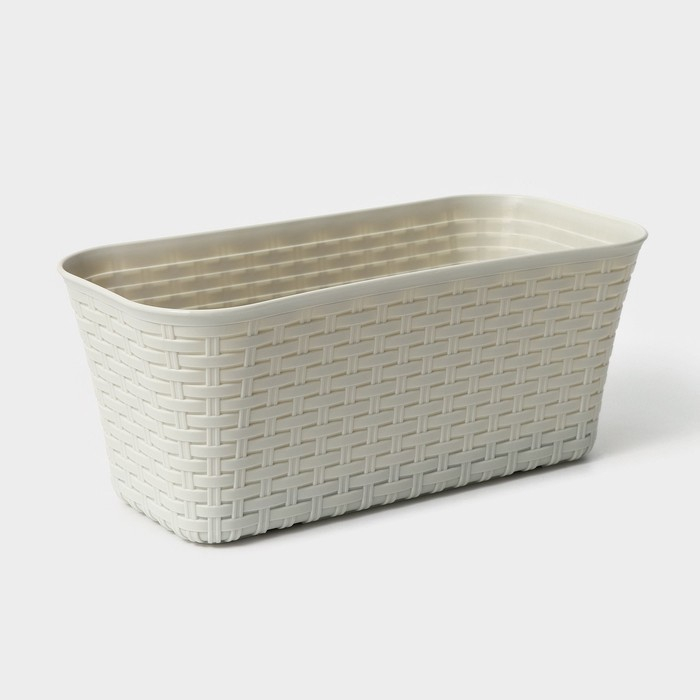 Ящик балконный «Ротанг», 38,5 см, цвет белый Ящик балконный «Ротанг», 38,5 см, цвет белый