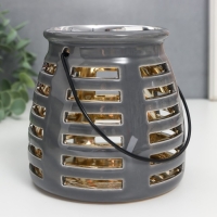 Подсвечник керамика на 1 свечу "Фонарь. Полосы" внутри золото МИКС 11,5х11,5х11 см