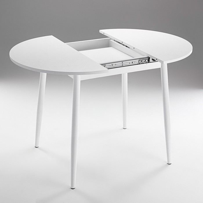 Стол раздвижной круглый Стол раздвижной круглый "Орион мини", 800/1110х800х750, ноги металл белый/Белый