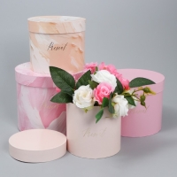 Набор шляпных коробок для цветов 4 в 1, упаковка подарочная, «Нежный», 14 х 13 см - 20 х 17.5 см Набор шляпных коробок для цветов 4 в 1, упаковка подарочная, «Нежный», 14 х 13 см - 20 х 17.5 см