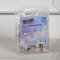 Гирлянда &laquo;Нить&raquo; 3 м роса с насадками &laquo;Лампочки объёмные&raquo;, IP20, серебристая нить, 100 LED, свечение тёплое белое, 3.5 В