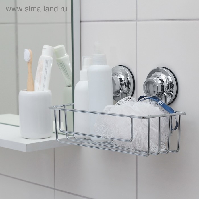 Полка для аксессуаров на вакуумных присосках Accoona, A11473, 25×10×9,5 см, цвет хром Полка для аксессуаров на вакуумных присосках Accoona, A11473, 25×10×9,5 см, цвет хром