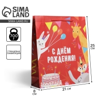 Пакет подарочный ламинированный, упаковка, &laquo;С Днем Рождения&raquo;, ML 21 х 25 х 8 см