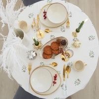 Скатерть Этель "Сhristmas bells" d=220 +/- 3см с ГМВО, 100%хл, саржа 190 гр/м2