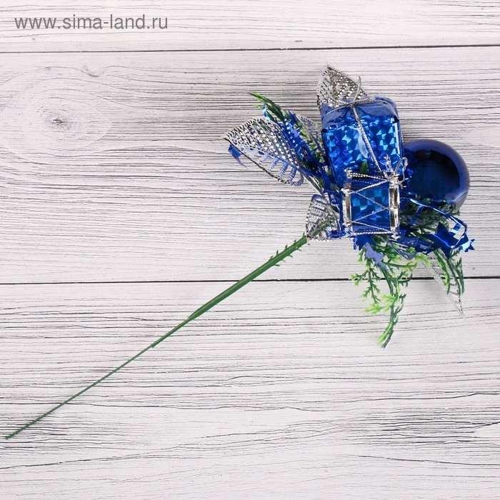 Декор "Зимняя сказка" шарик подарок бубенчик, 15 см, синий