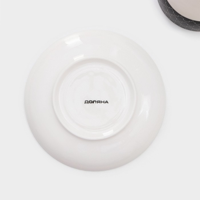 Сервиз фарфоровый чайный Доляна &laquo;Марокко&raquo;, 12 предметов: 6 чашек 280 мл, 6 блюдец d=15 см, цвет белый и чёрный