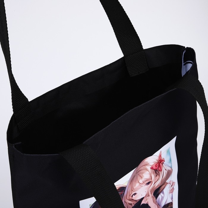 Шопер Friends, аниме, 35х0.5х40 см, отдел без молнии, без подклада, чёрный Шопер Friends, аниме, 35х0.5х40 см, отдел без молнии, без подклада, чёрный