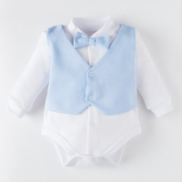 Боди Крошка Я "Костюм", белый/голубой, МИКС, рост 86-92 см