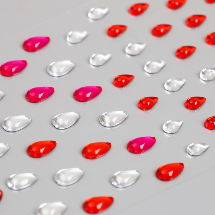 Наклейка пластик стразы Наклейка пластик стразы "Капельки разных размеров" МИКС 9х16,5 см