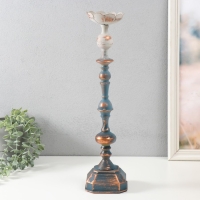 Подсвечник металл на 1 свечу "Моника" состаренный сине-серебристый 11х11х46,5 см Подсвечник металл на 1 свечу "Моника" состаренный сине-серебристый 11х11х46,5 см