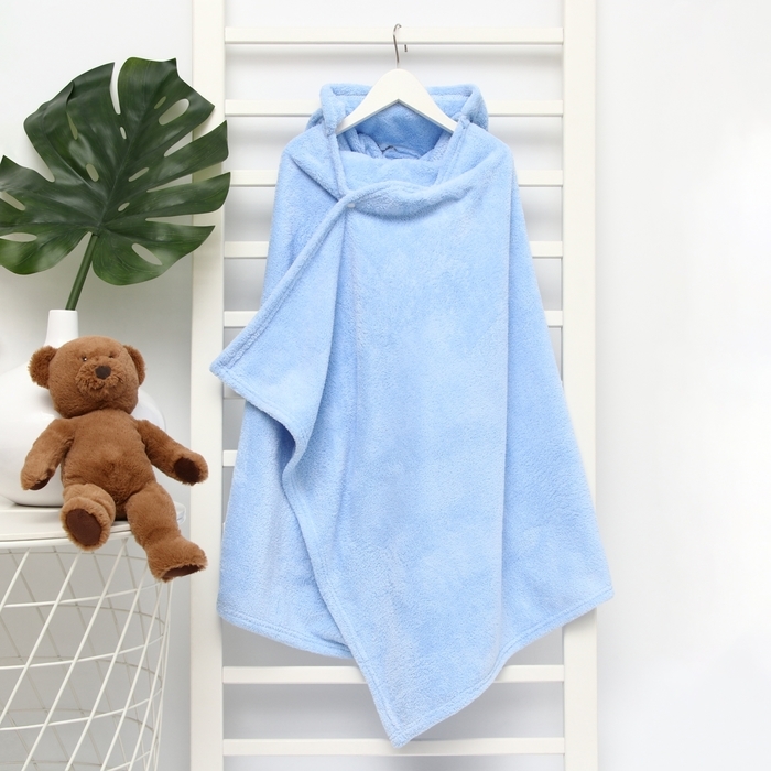 Полотенце-уголок LoveLife Полотенце-уголок LoveLife "Зайчик", цв. голубой, 70х140 см, 100% п/э, микрофибра 280 г/м2