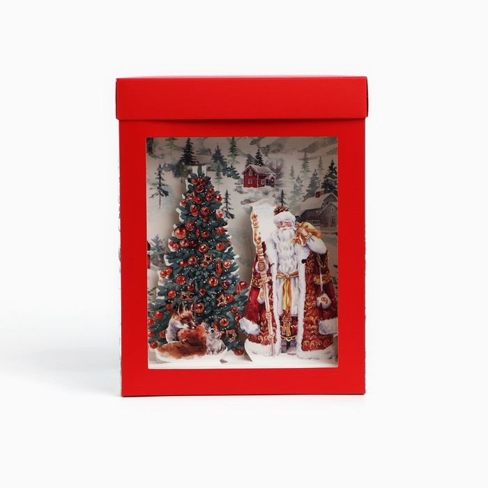 Подарочная коробка новогодняя складная с 3D эффектом &laquo;Новогодняя акварель&raquo;, 18 х 23 х 14см, Новый год