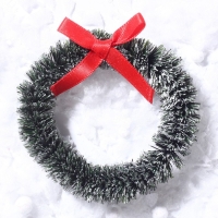 Декор &laquo;Новогодний венок с бантиком&raquo;, набор 3 шт., размер 1 шт. &mdash; 6,5 см, цвет тёмно-зелёный