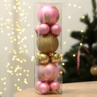 Шары ёлочные новогодние, на Новый год, d=3 и d=6, 15 шт., цвет розовый и золотой Шары ёлочные новогодние, на Новый год, d=3 и d=6, 15 шт., цвет розовый и золотой