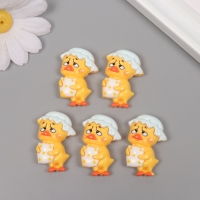 Декор для творчества пластик "Утёнок с подушкой" набор 5 ш 3х2,5х1 см