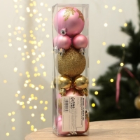Шары ёлочные новогодние, на Новый год, d=3 и d=6, 15 шт., цвет розовый и золотой Шары ёлочные новогодние, на Новый год, d=3 и d=6, 15 шт., цвет розовый и золотой