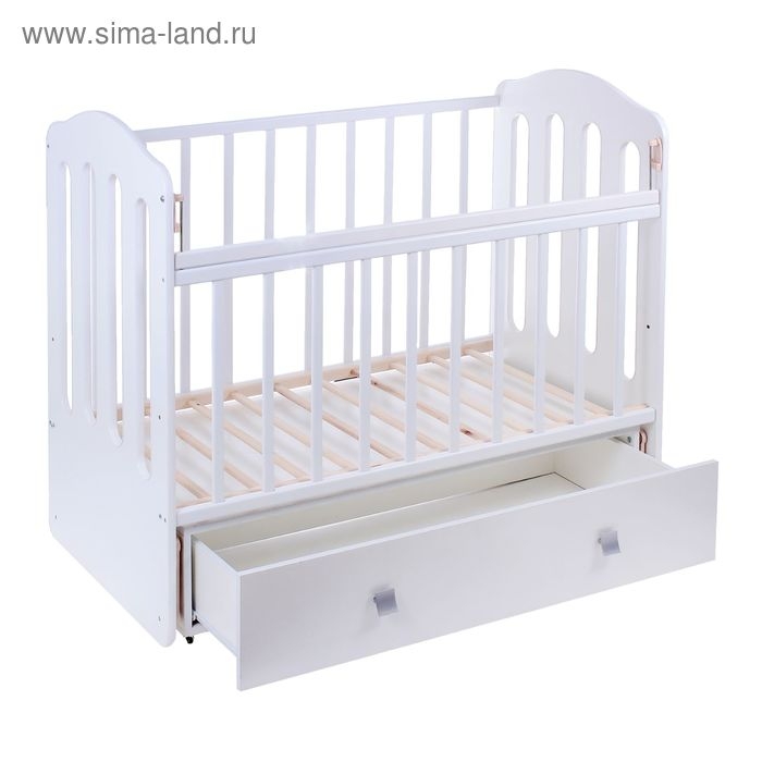 Детская кроватка &laquo;Чудо&raquo; на маятнике, с ящиком, цвет белый