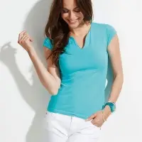 Футболка женская с оригинальным V-обр. вырезом Mint 170, черная, размер L