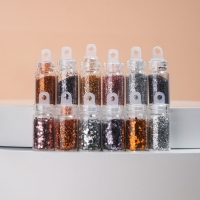 Блёстки для декора ногтей &laquo;Нежность&raquo;, мелкие/средние/крупные, 12 бутылочек