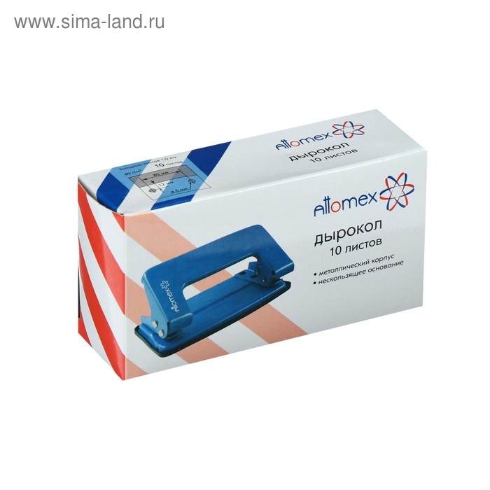 Дырокол металлический 10 листов, Attomex, чёрный Дырокол металлический 10 листов, Attomex, чёрный