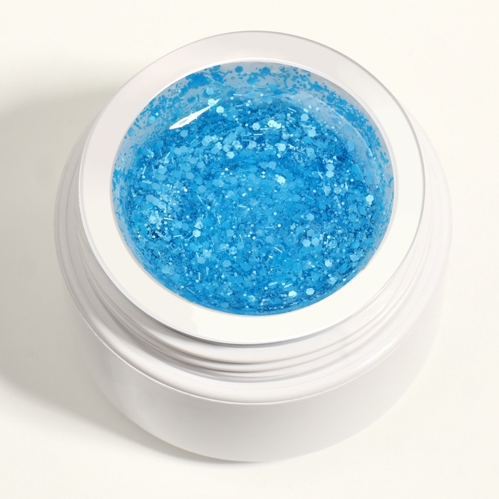 Гель для наращивания, с блёстками, 3-х фазный, 15 гр, LED/UV, прозрачный, голубой Гель для наращивания, с блёстками, 3-х фазный, 15 гр, LED/UV, прозрачный, голубой