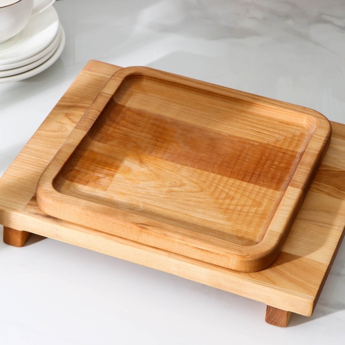 Доска разделочная Adelica, с выдвижным лотком, пропитано минеральным маслом, 30&times;24 см, лоток 22&times;22 см, берёза