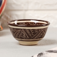Пиала Риштанская керамика "Узоры", 8,5 см, малая коньячная, коричневая Пиала Риштанская керамика "Узоры", 8,5 см, малая коньячная, коричневая