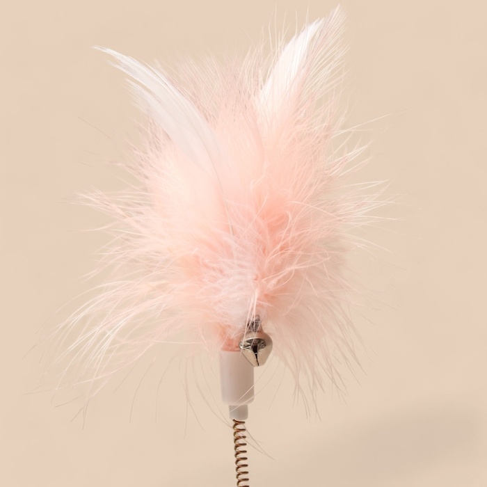 Игрушка-неваляшка "Перьевой взрыв" для кошек, 20 см, розовая