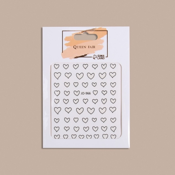 Наклейки для ногтей «Сердца», объёмные, цвет чёрный Наклейки для ногтей «Сердца», объёмные, цвет чёрный