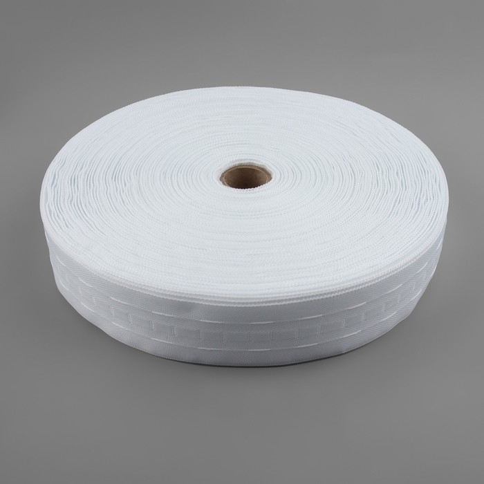 Шторная лента классическая, матовая, 4 см, 100 &plusmn; 1 м, цвет белый