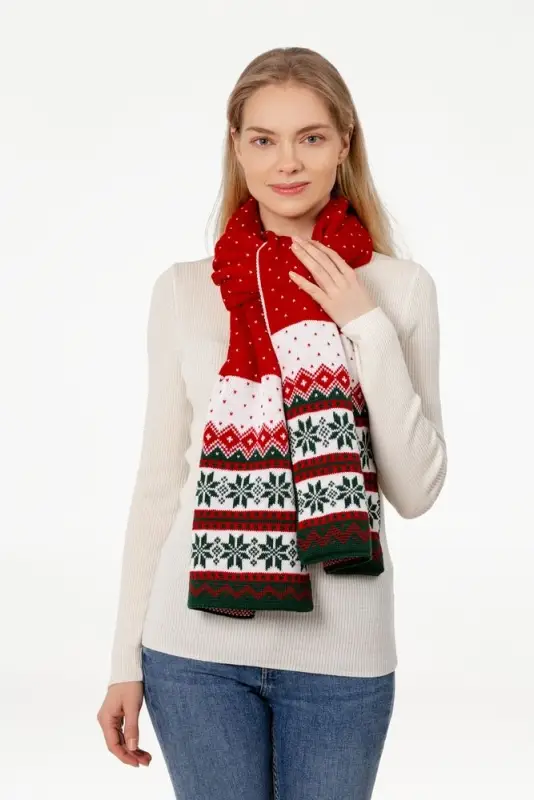 Шарф Happy View, красный с зеленым Шарф Happy View, красный с зеленым